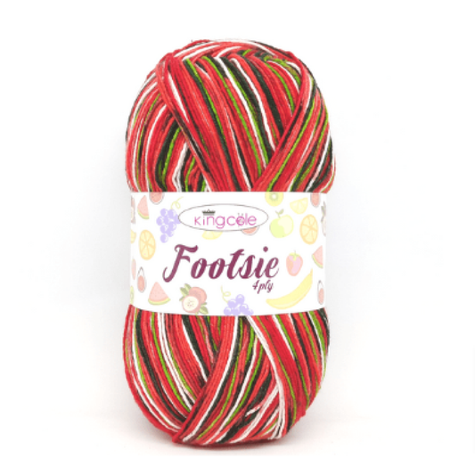 King Cole - Footsie - 4ply Sock Wool - 100g Ball - 4905 Watermelon