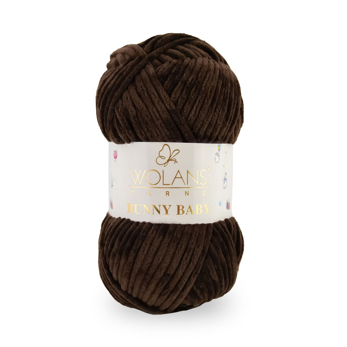 Wolans Bunny Baby - Chunky Chenille Yarn - Pack of 5 x 100g Balls - Bitter Coffee