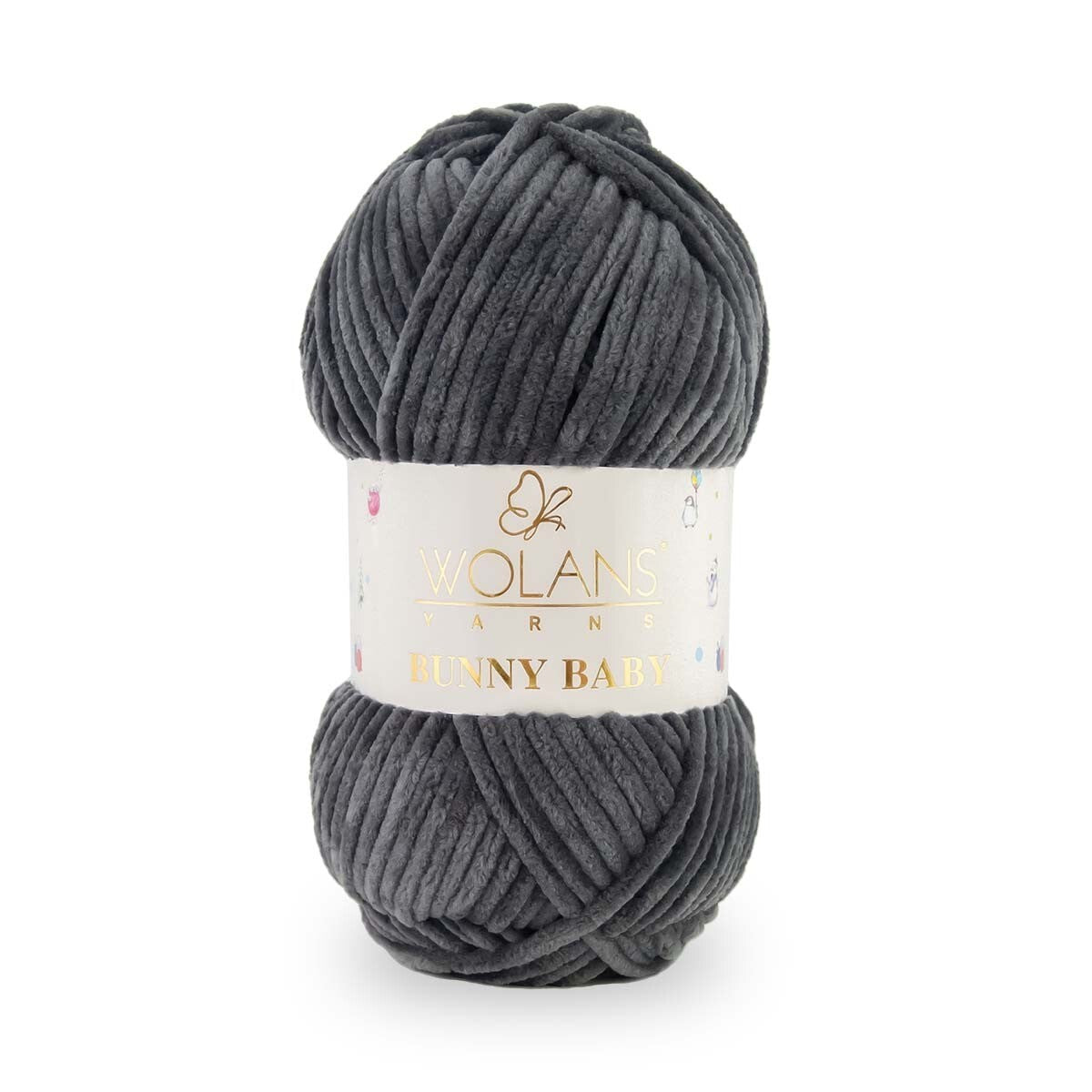 Wolans Bunny Baby - Chunky Chenille Yarn - Pack of 5 x 100g Balls - Anthracite
