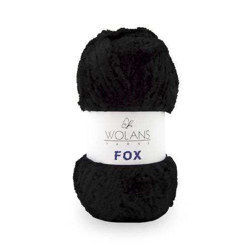 Wolans - Fox Yarn - Fluffy Fur Effect - Black - 5 x 100g Ball Pack