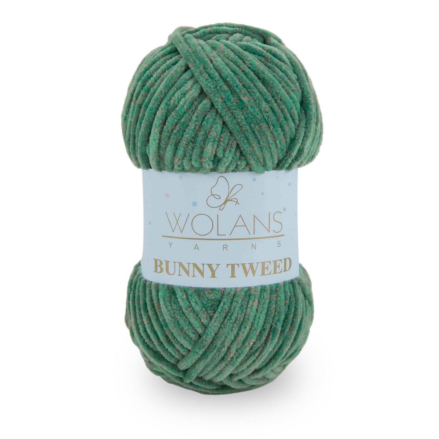 Wolans Bunny Tweed - Chunky Chenille Yarn - Pack of 5 x 100g Balls - Green Pink