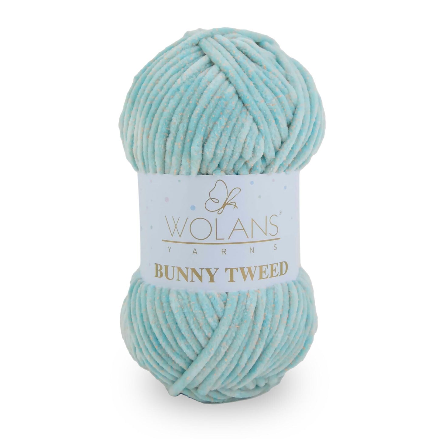 Wolans Bunny Tweed - Chunky Chenille Yarn - Pack of 5 x 100g Balls - Mint Orange