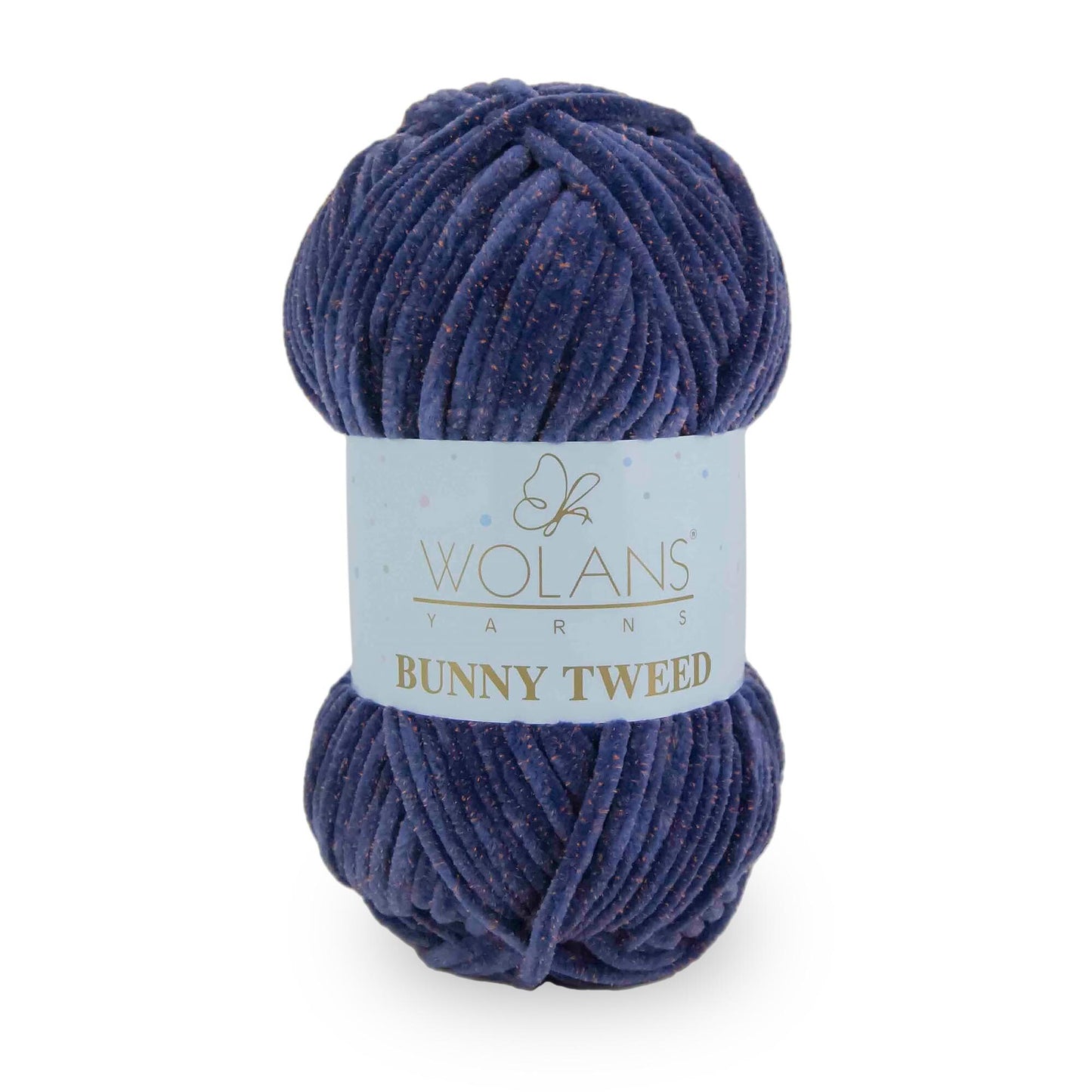 Wolans Bunny Tweed - Chunky Chenille Yarn - Pack of 5 x 100g Balls - Navy Orange