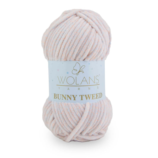 Wolans Bunny Tweed - Chunky Chenille Yarn - Pack of 5 x 100g Balls - Grey Orange