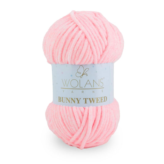 Wolans Bunny Tweed - Chunky Chenille Yarn - Pack of 5 x 100g Balls - Pink Pink