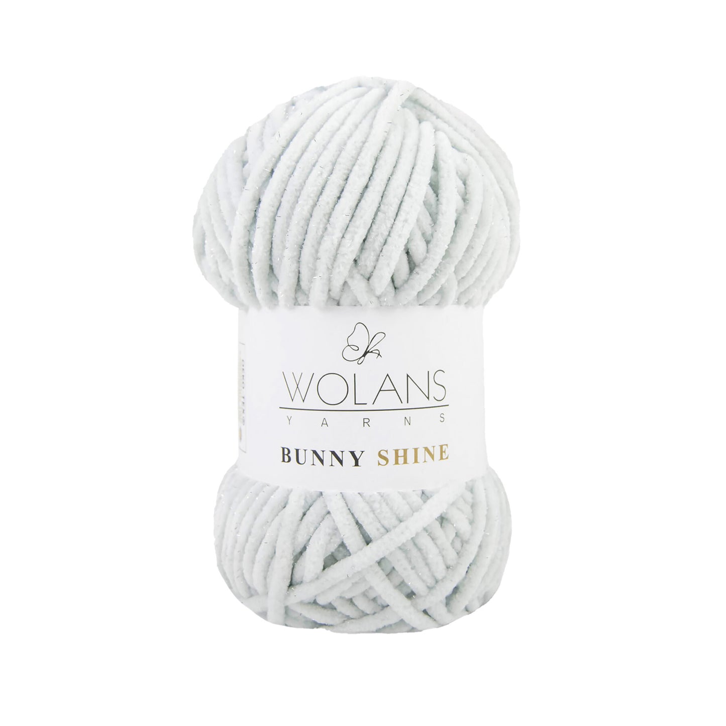 Wolans Bunny Shine - Chunky Glitter Chenille Yarn - Pack of 5 x 100g Balls - Light Grey