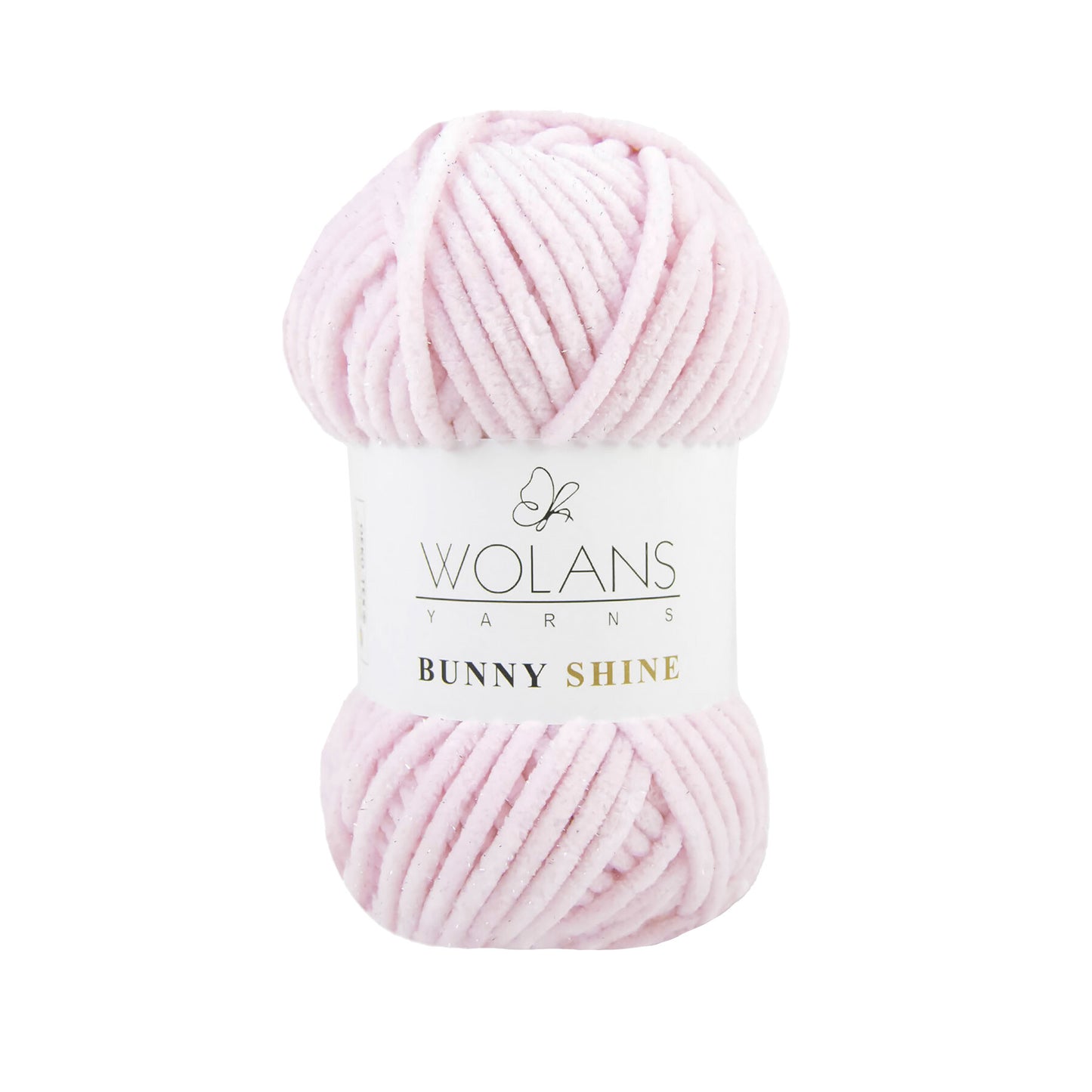 Wolans Bunny Shine - Chunky Glitter Chenille Yarn - Pack of 5 x 100g Balls - Light Pink