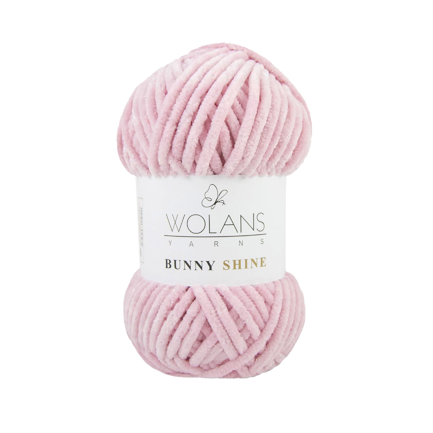 Wolans Bunny Shine - Chunky Glitter Chenille Yarn - Pack of 5 x 100g Balls - Soft Pink