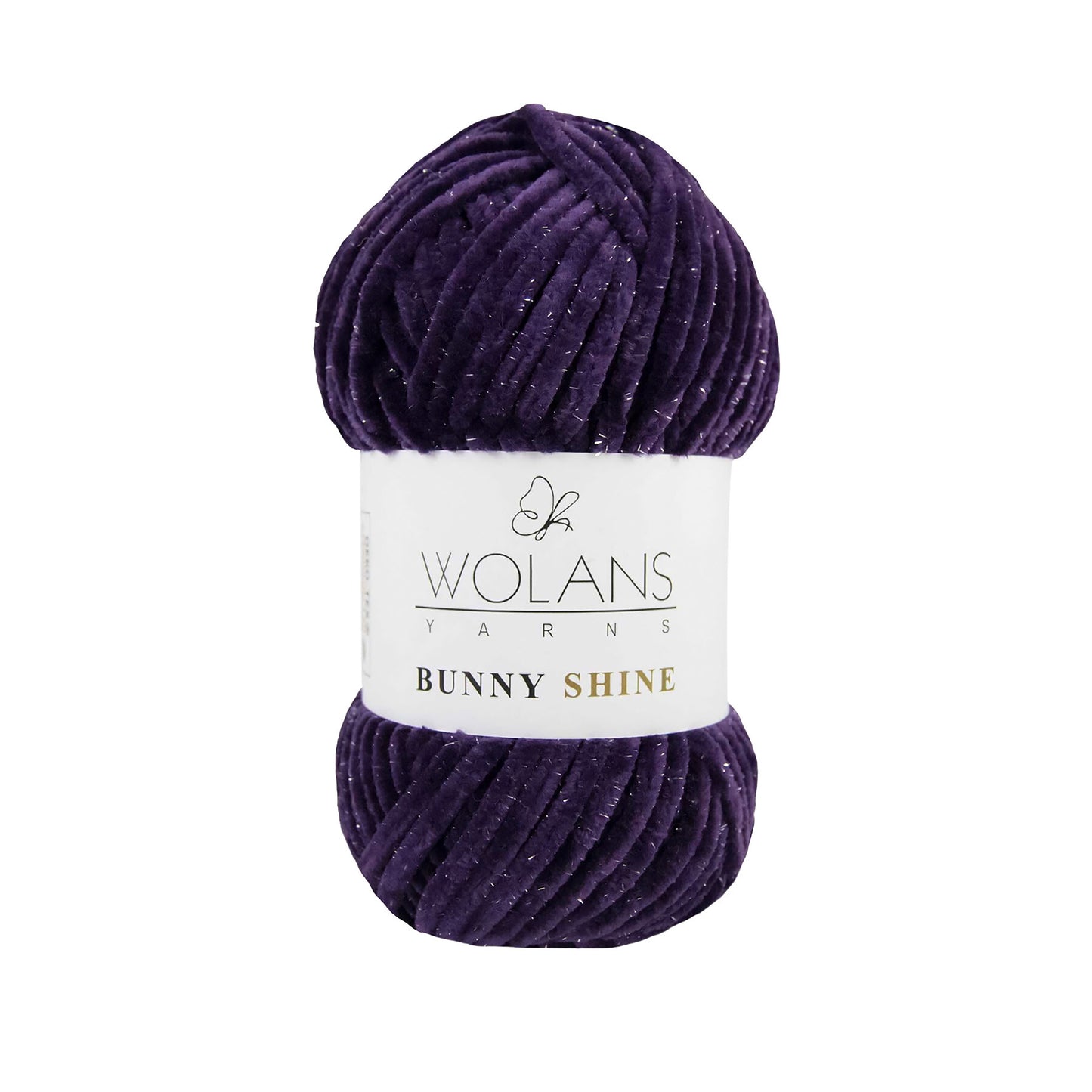 Wolans Bunny Shine - Chunky Glitter Chenille Yarn - Pack of 5 x 100g Balls - Purple