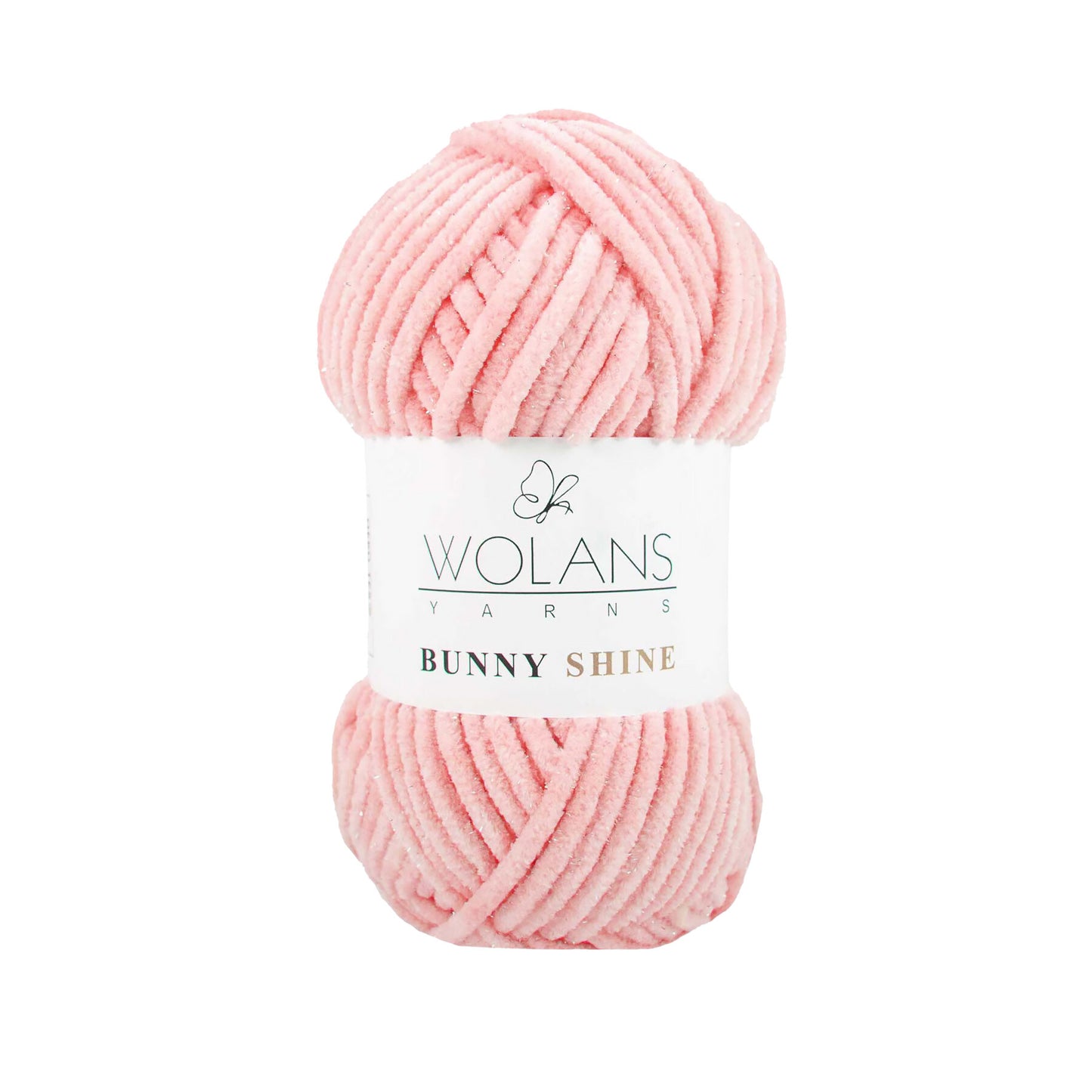 Wolans Bunny Shine - Chunky Glitter Chenille Yarn - Pack of 5 x 100g Balls - Salmon Pink