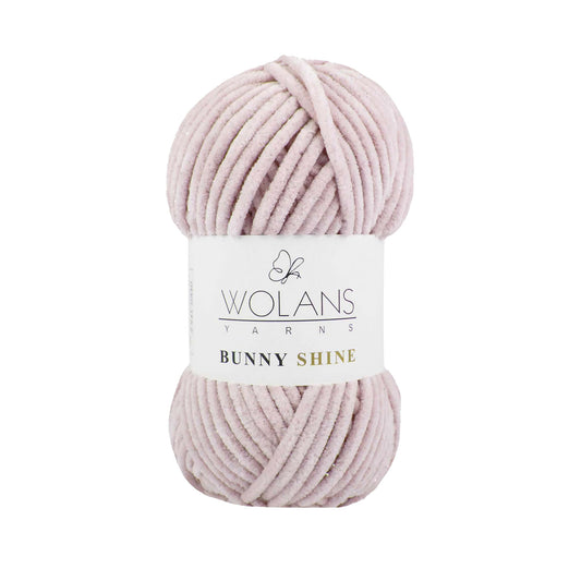 Wolans Bunny Shine - Chunky Glitter Chenille Yarn - Pack of 5 x 100g Balls - Powder