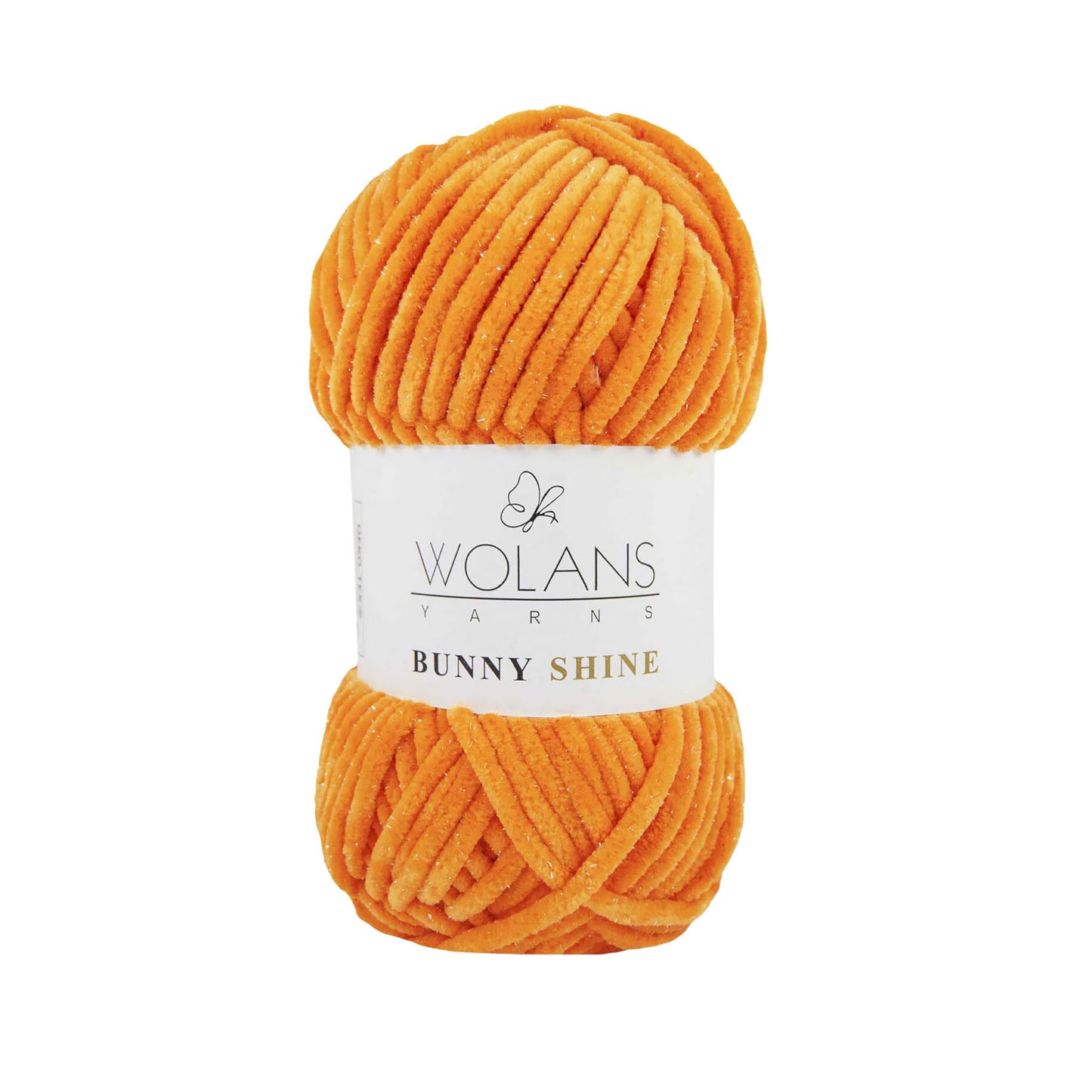 Wolans Bunny Shine - Chunky Glitter Chenille Yarn - Pack of 5 x 100g Balls - Orange