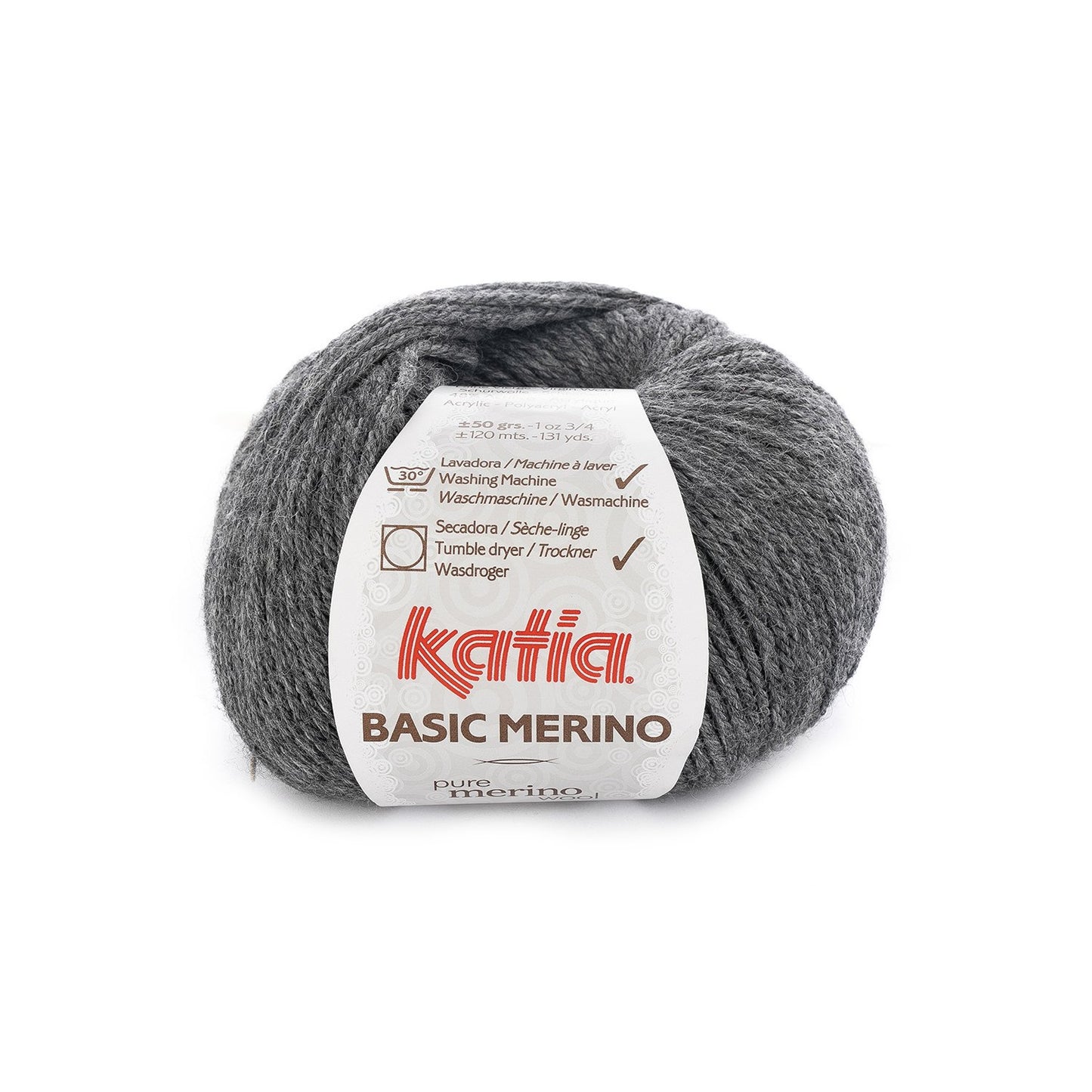 Katia - Basic Merino Wool - Superwash - 50g Ball - 14 Very Dark Grey