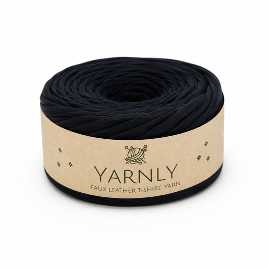 Yarnly - Faux Leather T-Shirt Yarn - 100g Ball - Black