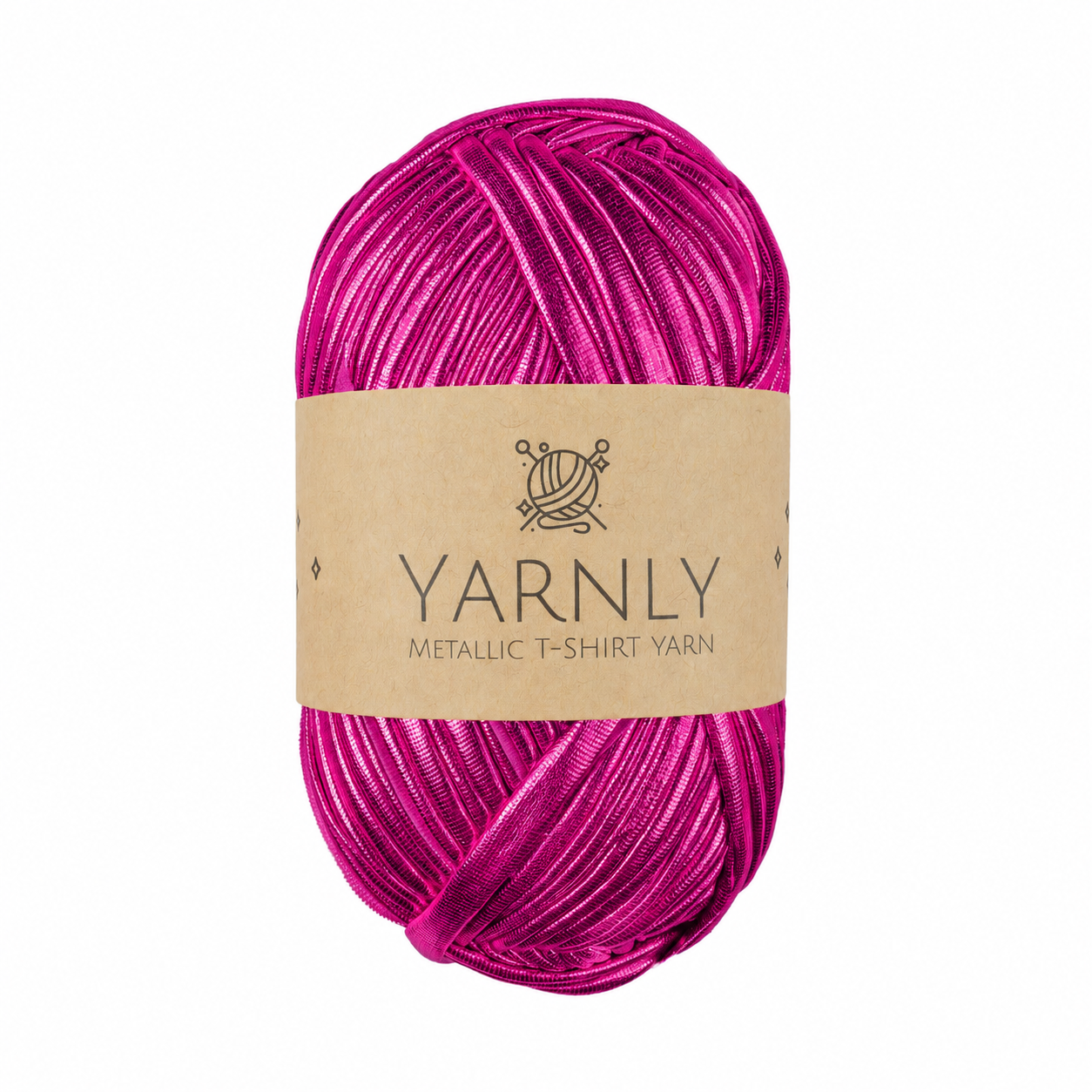 Yarnly - Metallic T-Shirt Yarn - 100g Ball - Metallic Fuchsia