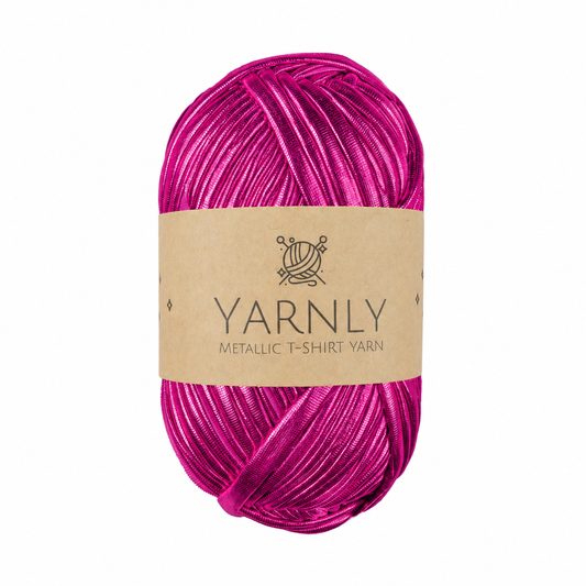 Yarnly - Metallic T-Shirt Yarn - 100g Ball - Metallic Fuchsia