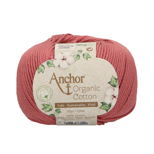 Anchor - Organic Cotton - 50g Ball - Vintage Rose Pink