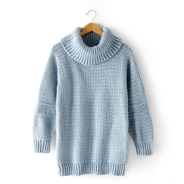 Caron - Free Downloadable Pattern - Crochet Over Easy Cowl Neck Pullover