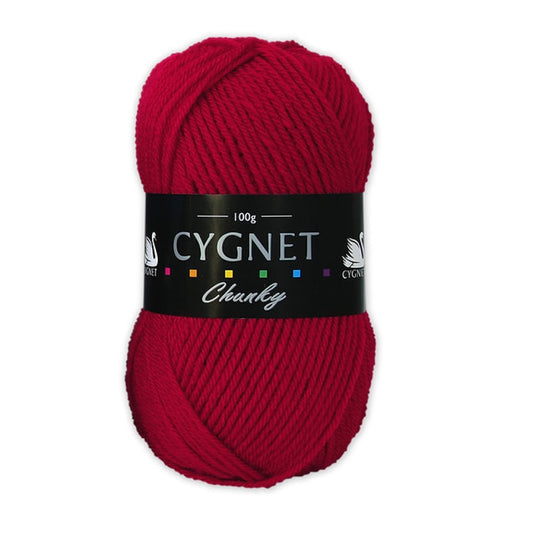 Cygnet Yarns - Chunky Wool - 100g Ball - 167 Red