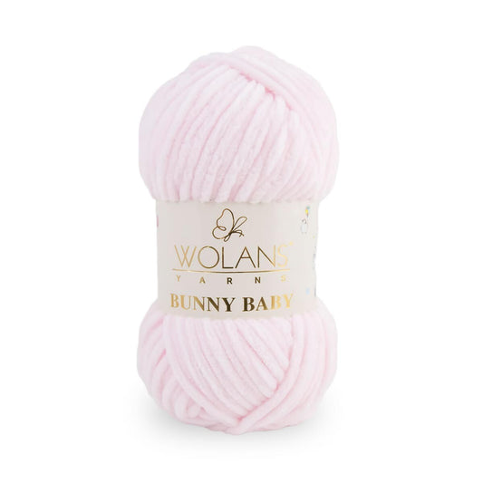 Wolans Bunny Baby - Chunky Chenille Yarn - Pack of 5 x 100g Balls - Light Pink