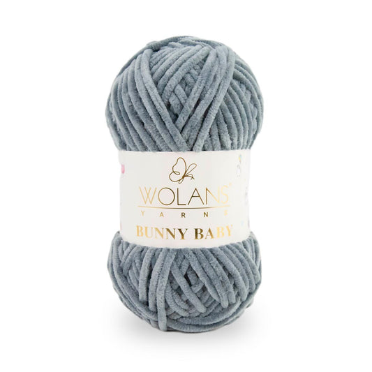 Wolans Bunny Baby - Chunky Chenille Yarn - Pack of 5 x 100g Balls - Grey