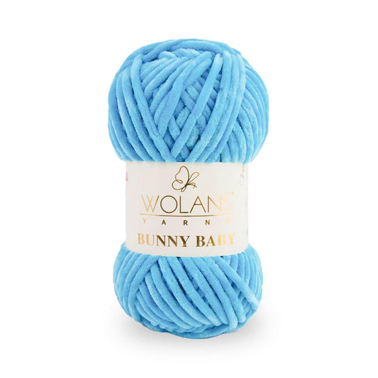 Wolans Bunny Baby - Chunky Chenille Yarn - Pack of 5 x 100g Balls - Blue