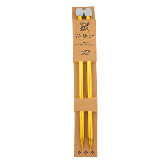 Yarnly - Aluminium Knitting Needles - Single Pointed - 12mm x 35cm