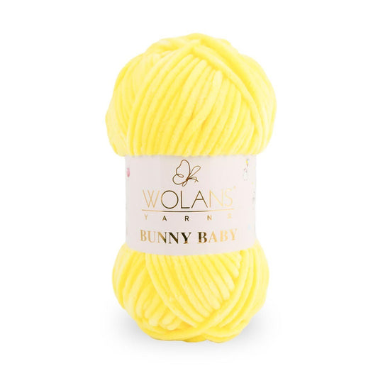 Wolans Bunny Baby - Chunky Chenille Yarn - Pack of 5 x 100g Balls - Yellow