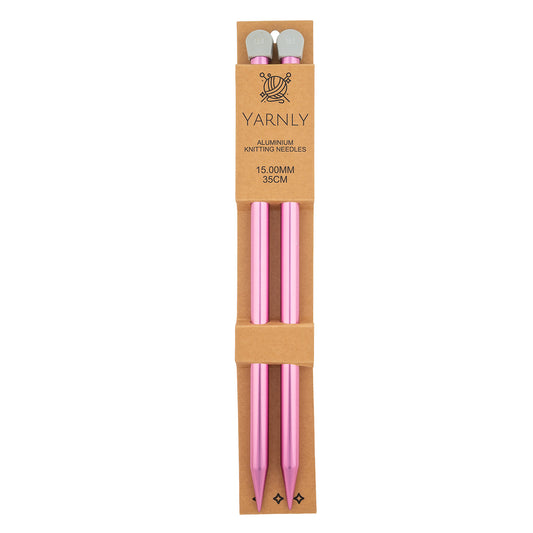 Yarnly - Aluminium Knitting Needles - Single Pointed - 15mm x 35cm