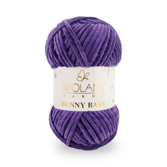 Wolans Bunny Baby - Chunky Chenille Yarn - Pack of 5 x 100g Balls - Purple
