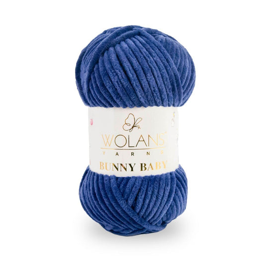 Wolans Bunny Baby - Chunky Chenille Yarn - Pack of 5 x 100g Balls - Navy Blue