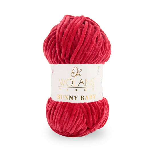 Wolans Bunny Baby - Chunky Chenille Yarn - Pack of 5 x 100g Balls - Burgundy