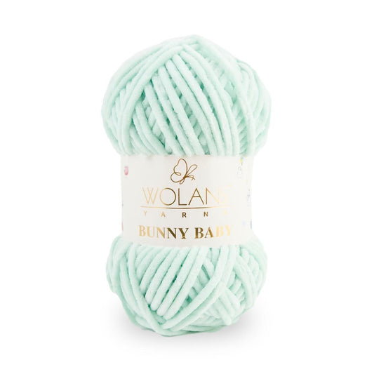 Wolans Bunny Baby - Chunky Chenille Yarn - Pack of 5 x 100g Balls - Mint Green