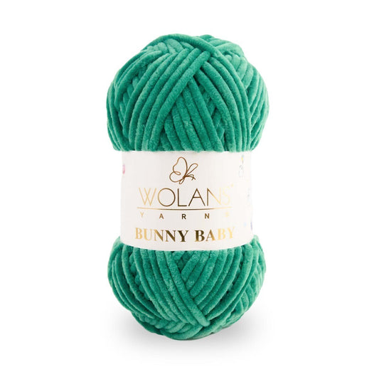 Wolans Bunny Baby - Chunky Chenille Yarn - Pack of 5 x 100g Balls - Green