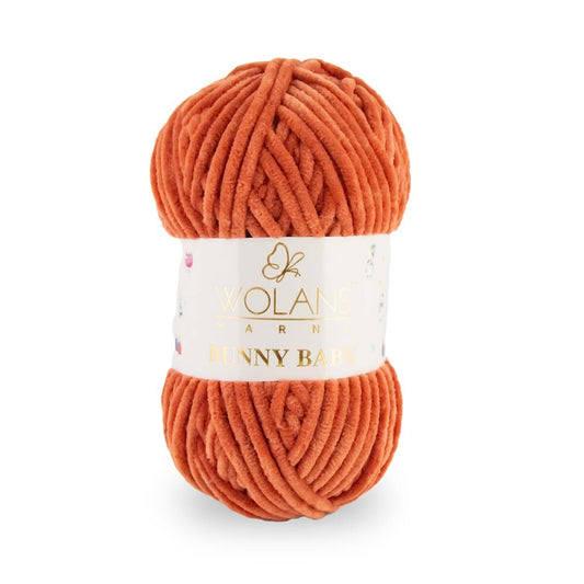 Wolans Bunny Baby - Chunky Chenille Yarn - Pack of 5 x 100g Balls - Terracotta