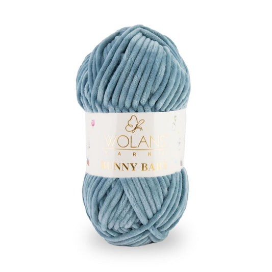 Wolans Bunny Baby - Chunky Chenille Yarn - Pack of 5 x 100g Balls - Sky Blue