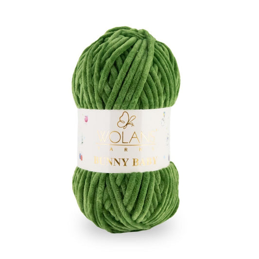 Wolans Bunny Baby - Chunky Chenille Yarn - Pack of 5 x 100g Balls - Dark Green