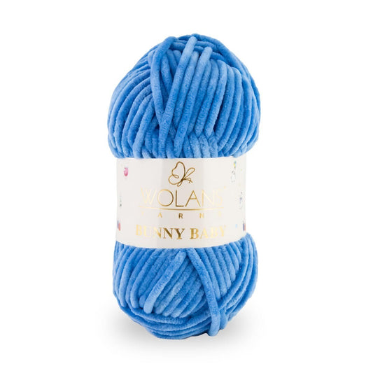 Wolans Bunny Baby - Chunky Chenille Yarn - Pack of 5 x 100g Balls - Royal Blue