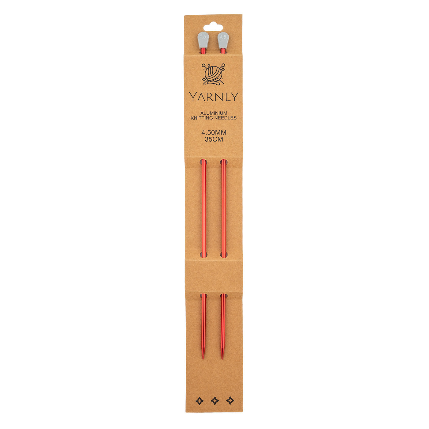 Yarnly - Aluminium Knitting Needles - Single Pointed - 4.5mm x 35cm