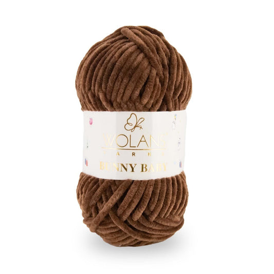 Wolans Bunny Baby - Chunky Chenille Yarn - Pack of 5 x 100g Balls - Chocolate Brown