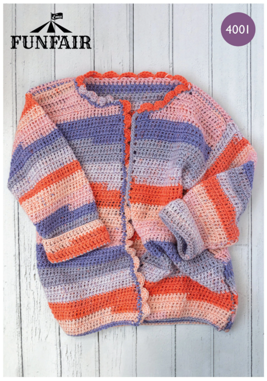 Emu Yarns - Crochet Pattern - 4001 - Childs Comfy Cardigan