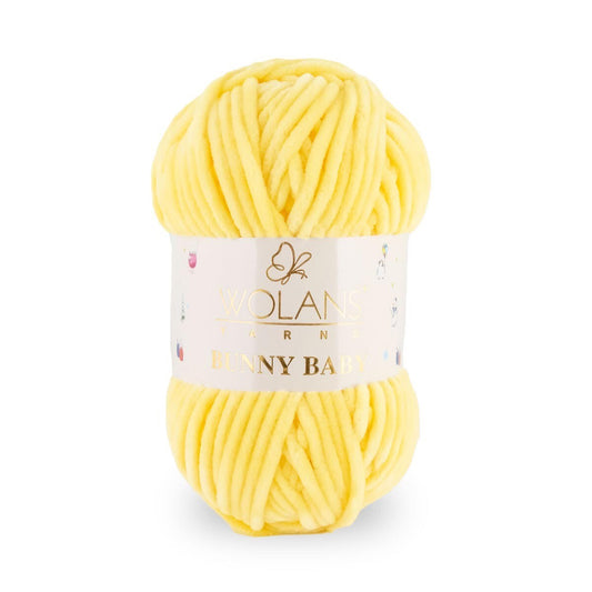 Wolans Bunny Baby - Chunky Chenille Yarn - Pack of 5 x 100g Balls - Lemon