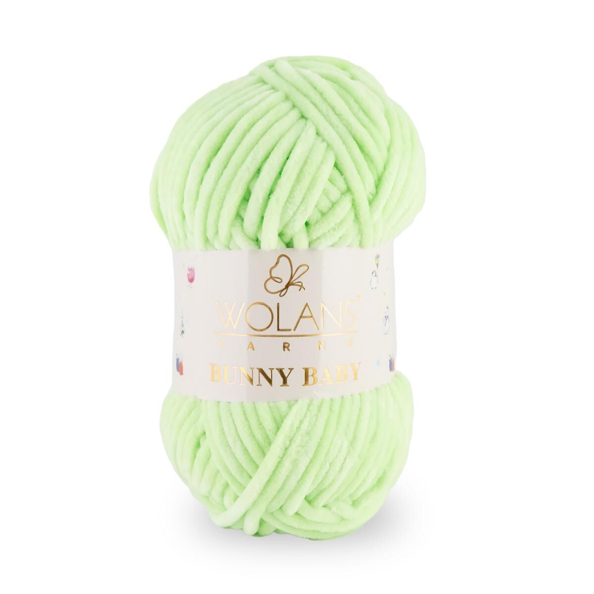 Wolans Bunny Baby - Chunky Chenille Yarn - Pack of 5 x 100g Balls - Lime Green