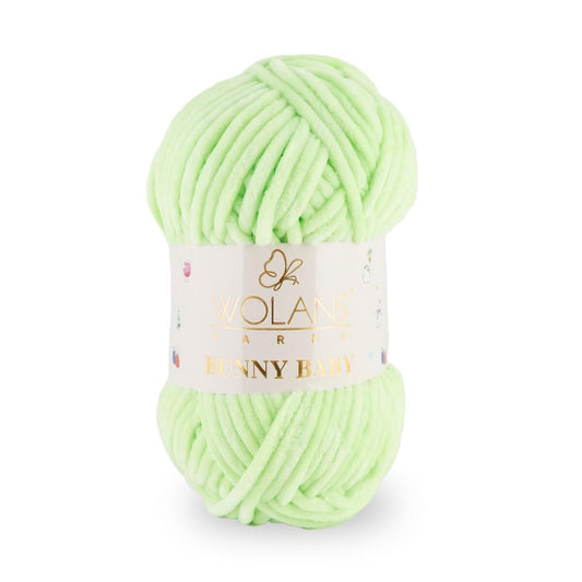 Wolans Bunny Baby - Chunky Chenille Yarn - Pack of 5 x 100g Balls - Lime Green