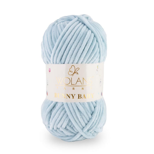Wolans Bunny Baby - Chunky Chenille Yarn - Pack of 5 x 100g Balls - Cloud Blue