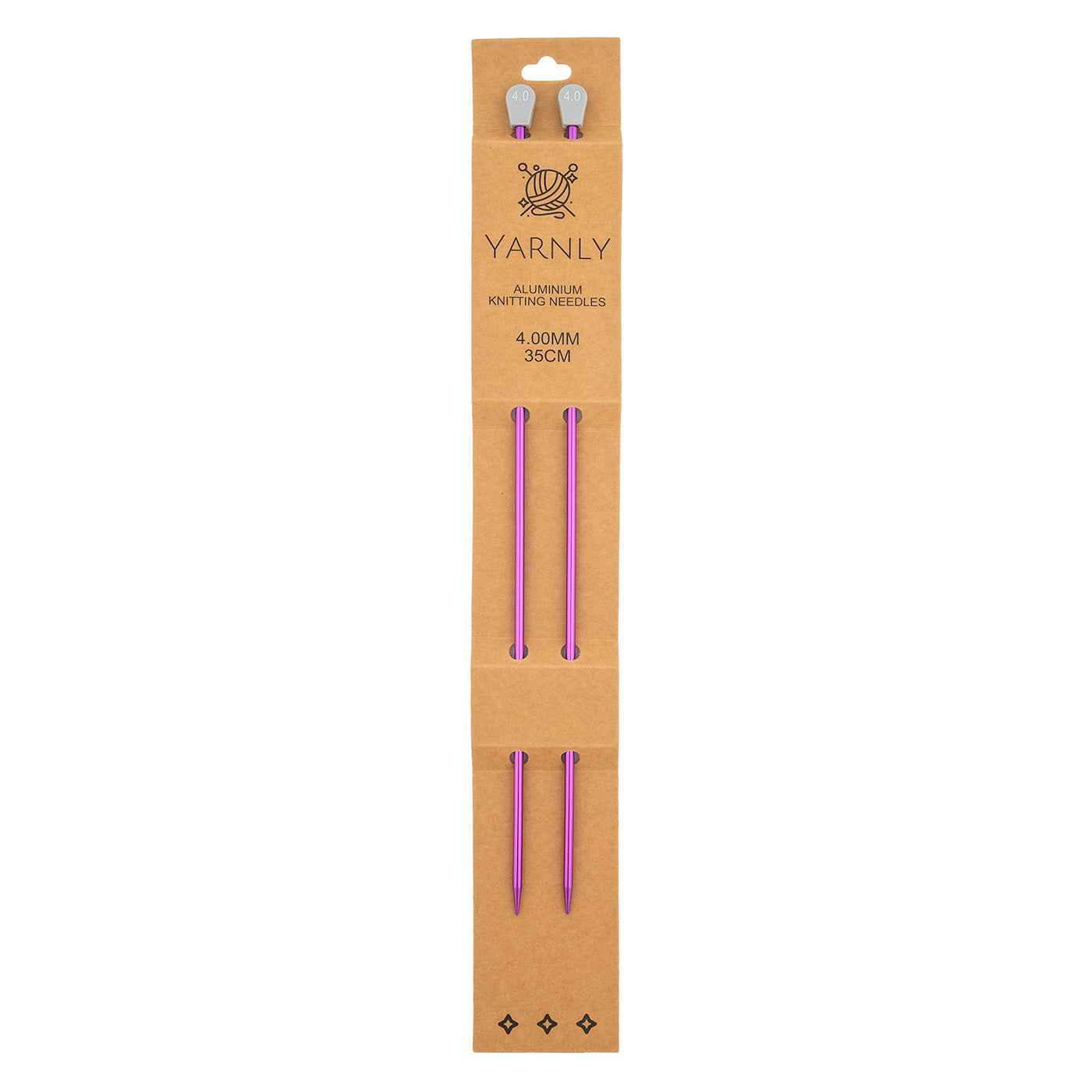 Yarnly - Aluminium Knitting Needles - Single Pointed - 4mm x 35cm