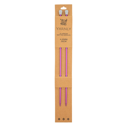 Yarnly - Aluminium Knitting Needles - Single Pointed - 4mm x 35cm