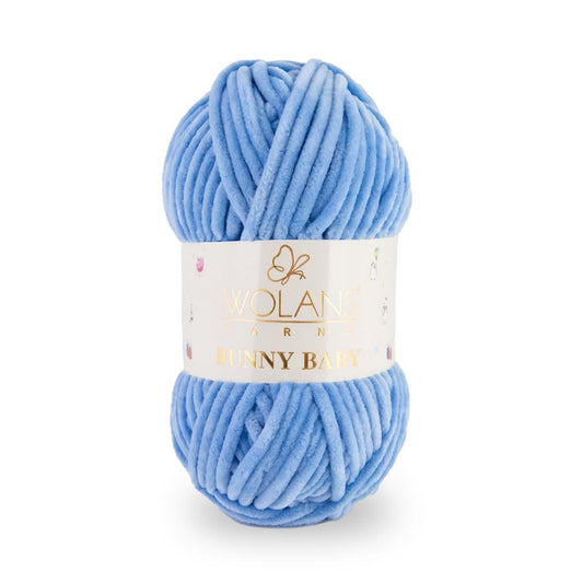Wolans Bunny Baby - Chunky Chenille Yarn - Pack of 5 x 100g Balls - Blueberry