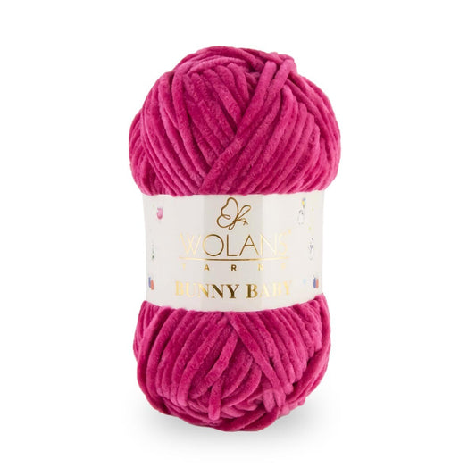 Wolans Bunny Baby - Chunky Chenille Yarn - Pack of 5 x 100g Balls - Berry