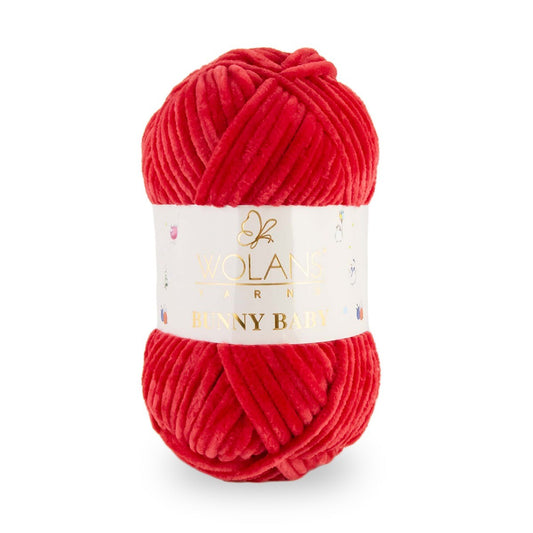 Wolans Bunny Baby - Chunky Chenille Yarn - Pack of 5 x 100g Balls - Ruby Red